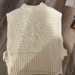 Marled Cream Cable Knit Turtleneck Sweater